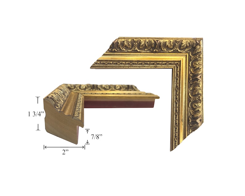 Picture Frame Rabbet Dimensions Custom Picture Frame | 2W Large Gold Dusted Ornate W/deep Rabbet ...