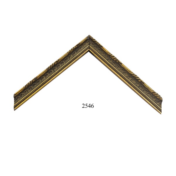 Custom Picture Frame | 3/4W 3/4H 3/8R Thin Ornate Dusted Gold with Lines and Beading | Great for Art, Photos, Gallery Wall Sets (2546)