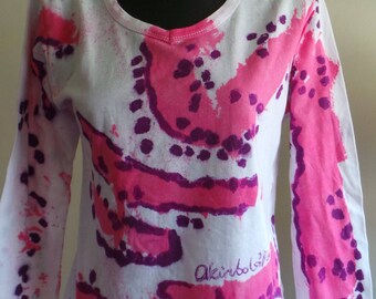 Ladies Light V neck long tee ( Batik Direct Application)DABLS022