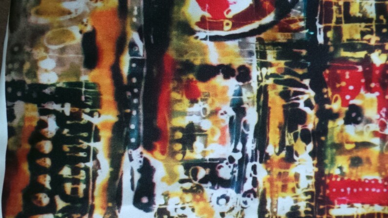 Hand-made Batik Direct Application One-of-a-kind New York 4 The Big Apple Skyline Painting on White Cotton Blend image 3