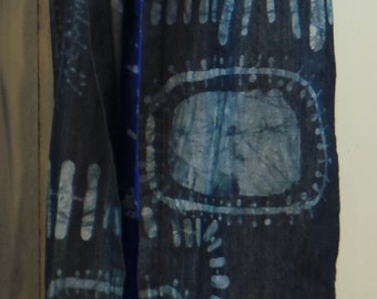 Top Batik hecho a mano. Duster sin mangas. Uno de un tipo collared. Lady's Denim Blue y Light Blue. IBD 18002
