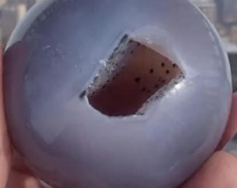Poppyseed  Agate Crystal Natural Sphere 64mm 272g Free Stand Included Energy Balance Decor Healing Stone Or Gift