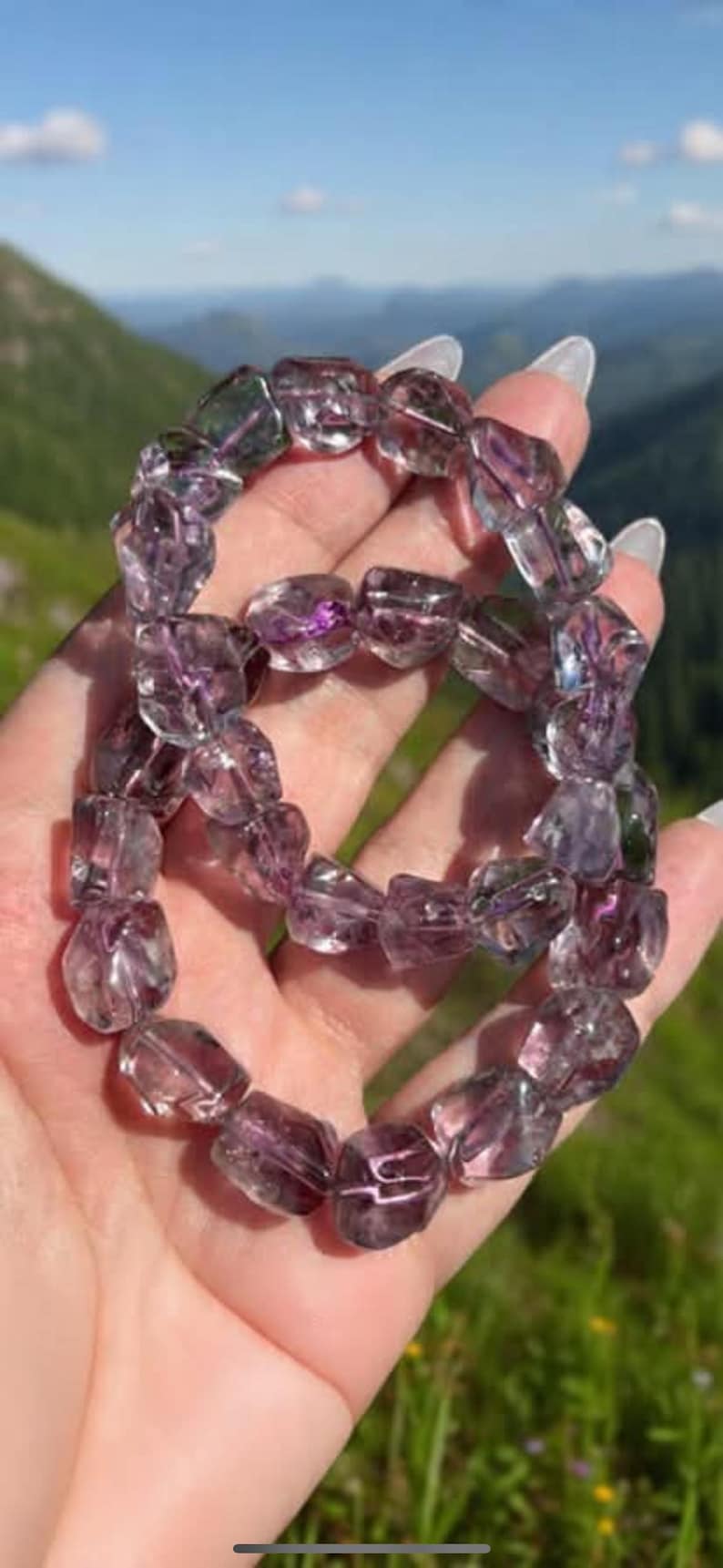 Pulsera elástica de cuentas de amatista con corte natural, claridad AAA, piedra preciosa morada, equilibrio energético, accesorio o regalo imagen 1