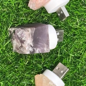 Cute Raw Crystal USB Plug Night Lights Great Decor Or Awesome Gift Unique Sacred Space Item