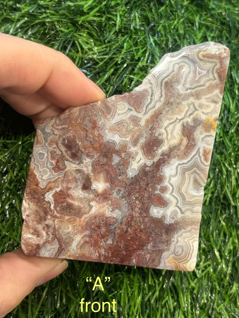 Crazy Lace Agate Crystal Polished Slabs From Mexico Beautiful Banding Sparkling Druzy Energy Balance Decor Or Gift A