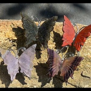 1 Beautiful Real Crystal Butterfly Figure Silver Base  Great Energy Piece Makes Wonderful Gift Or Decor