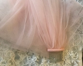 1-Tier__ Pink Veil__ Elbow Fingertip Knee Floor Chapel Cathedral Length