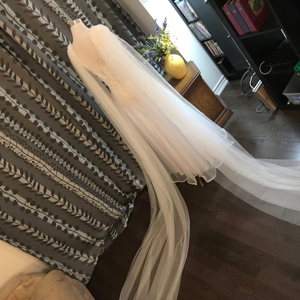 Bridal Tulle Wings__ Plain Tulle Shoulder Cape__ Two Pieces__ 90" / 100" Long __White / Off white / Ivory / Champagne / Black