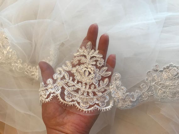 7 Yards 10 Cm Wide Alencon Lace Trim For Diy Wedding Veil Etsy