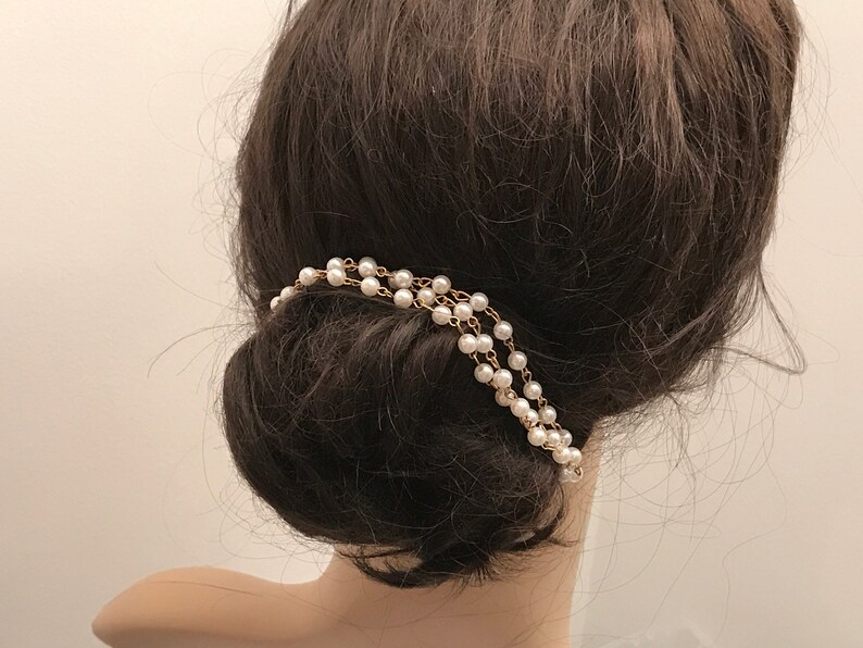 Pearls Hair Chain, Bridal Hair Piece, Wedding Hair Accessories, image 6