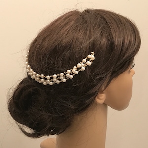 Pearls Hair Chain, Bridal Hair Piece, Wedding Hair Accessories, image 2