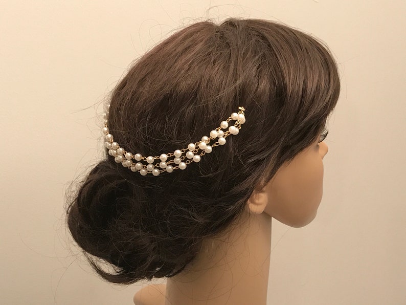 Pearls Hair Chain, Bridal Hair Piece, Wedding Hair Accessories, image 2