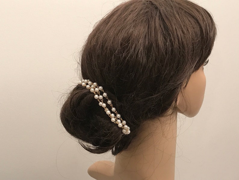 Pearls Hair Chain, Bridal Hair Piece, Wedding Hair Accessories, image 5