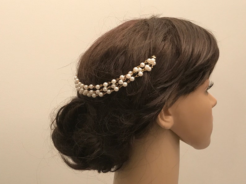 Pearls Hair Chain, Bridal Hair Piece, Wedding Hair Accessories, image 1