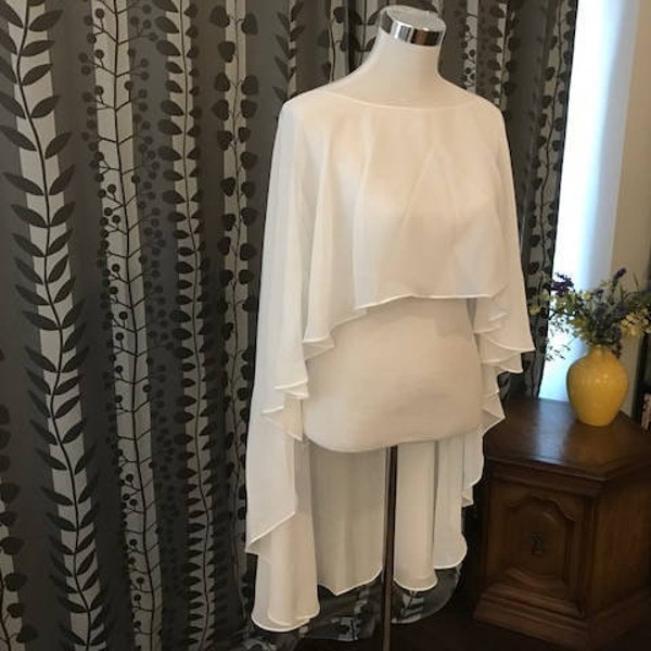 Chiffon Capelet__ OFF WHITE, Sheer Cover-up, Wedding Bolero, Ready-to-ship__CU19