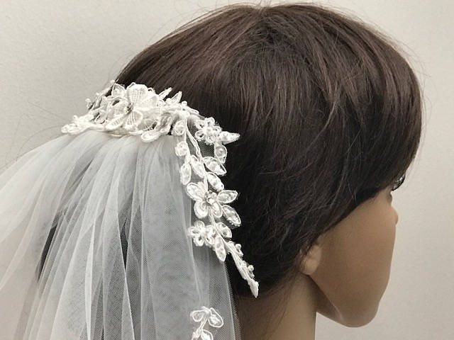 Lace Hairpiece__ Handmade Beaded Lace Hair Comb__ Wedding  display picture 3