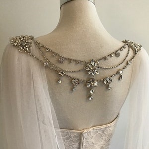 Bridal Cape Veil w/ Rhinestone Back Jewelry__120"Width x 120"Length__(CV103)