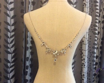 Backdrop Rhinestone Shoulder Necklace__ Silver