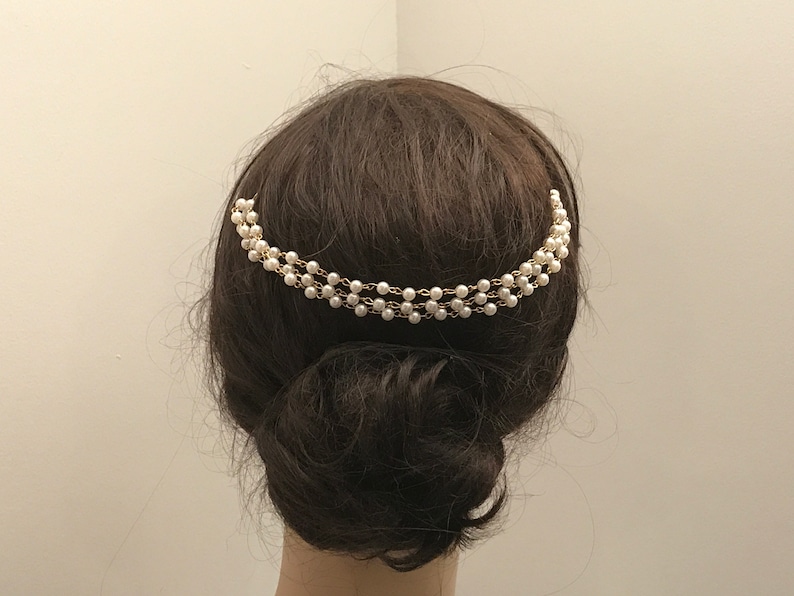 Pearls Hair Chain, Bridal Hair Piece, Wedding Hair Accessories, image 4