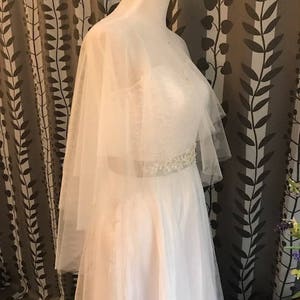 Cover Up Tulle Bolero, PLAIN, NO Lace, Soft Tulle, White/Off-white/Light Ivory/Champagne__ CU03