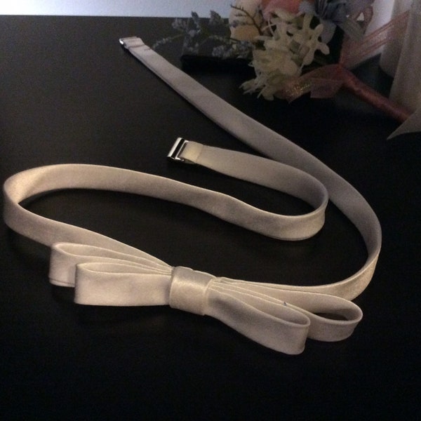 Bridal Satin Fitted Belt Skinny 1.2 cm Width__ Satin Waistband__ WHITE / OFF-WHITE