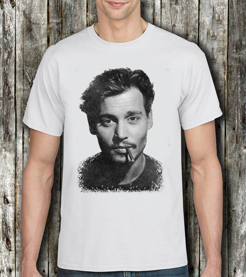 Johnny Depp T Shirt White and Gray Johnny Depp Portrait T | Etsy