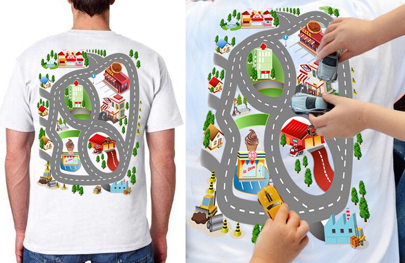 Car Play Mat Shirt for Dad. Race Track Shirt. Roads on Back. Etsy