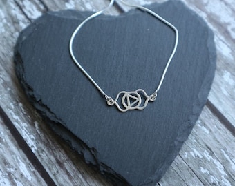 Third Eye Chakra Ajna Sterling Silver Adjustable Sliding Bracelet, Minimalist 6th Chakra symbol Jewellery, Yoga Lover's Gift