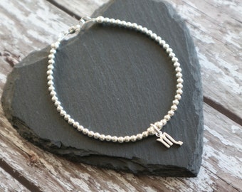 Scorpio Zodiac charm Sterling Silver ball bracelet, Star Sign Birthday Gift,  Minimalist Astrology symbol jewellery