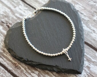 Sagittarius Zodiac charm Sterling Silver ball bracelet, Star Sign Birthday Gift,  Minimalist Astrology symbol jewellery