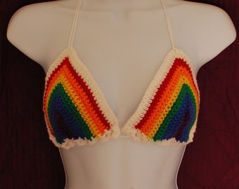 Crochet Rainbow Bikini Top