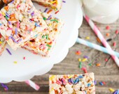 Cake Batter Rice Crispy Treats with Sprinkles