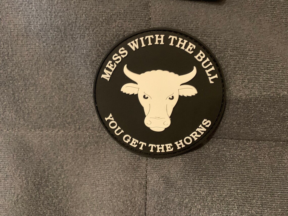 Round Mess With the Bull You Get the Horns Funny USA Morale | Etsy