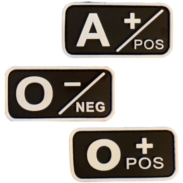 blood type O+ O- A+ Patch Hook & Loop backing