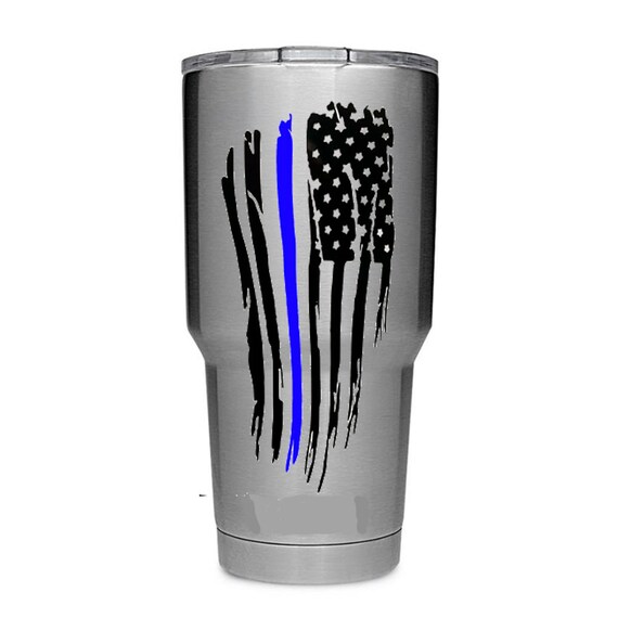 thumbnail image 2 of EZ CUT PRO Thin Blue Line Tattered Flag Decal – I GOT YOUR SIX – 2 Pack 2 of 3