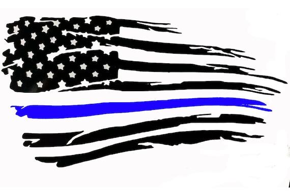Police Tattered American Flag Vinyl Decal for car Law Enforcement Distresse...