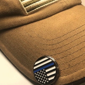 Thin Blue Line magnetic golf ball marker hat clip Reverse Battle Flag Design
