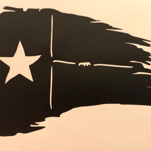 Texas Flag Tattered Distressed One Color Decal Sticker Car Truck Cup