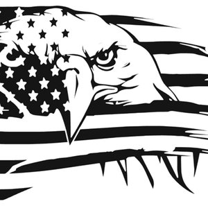 USA Eagle American Flag Tattered Distressed Decal Sticker Car Truck Cup