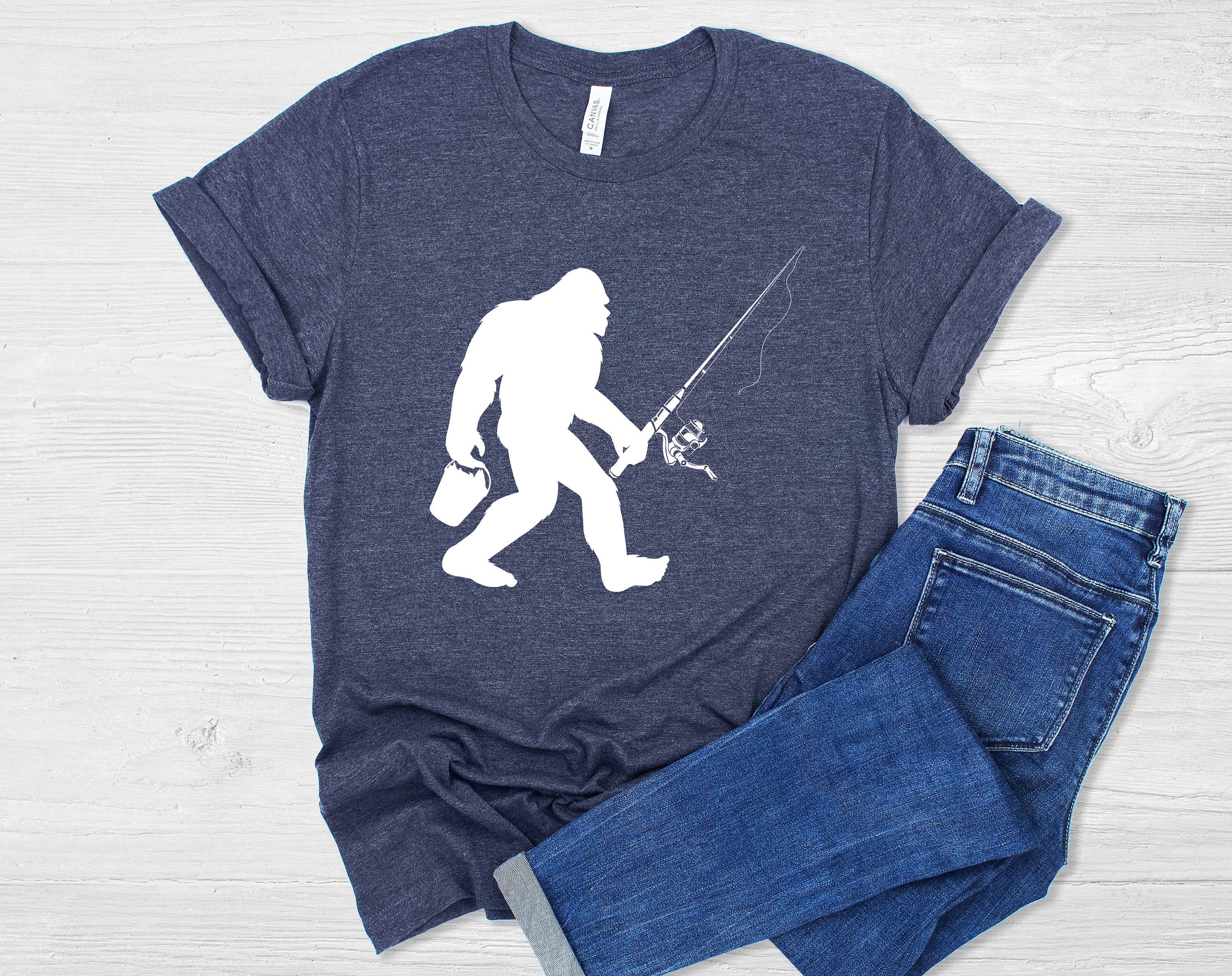 bigfoot fishing shirt