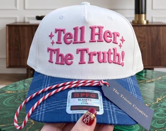 Tell Her The Truth Embroidery Design | Retro Aesthetic Country Hat Pattern | Machine Embroidery Files PES DST 3 Sizes