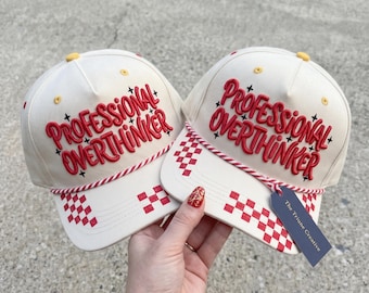 Professional Overthinker Embroidery Design | Funny Mental Health Meme Hat Pattern | Machine Embroidery Files PES DST 3 Sizes