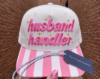 Husband Handler Embroidery Design | Funny Wifey Marriage Quotes Hat Pattern | Machine Embroidery Files PES DST 3 Sizes