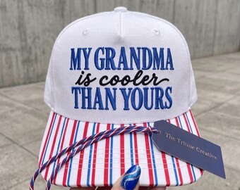 My Grandma Is Cooler Embroidery Design | Funny Grandma Quotes Hat Pattern | Machine Embroidery Files PES DST 3 Sizes