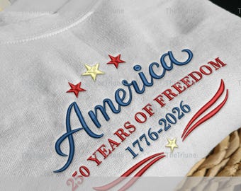 250e motif de broderie de l'indépendance américaine | Broderie machine patriotique aigle des États-Unis | Fichier numérique de 1776 à 2026