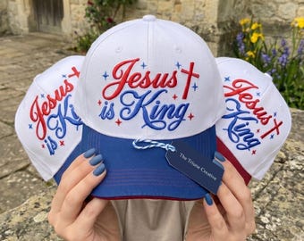 Motif de broderie Jésus est roi | Modèle de chapeau Christian Streetwear | Fichiers de broderie machine PES DST 3 tailles