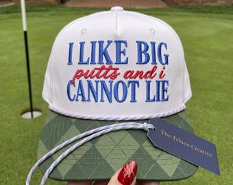 I Like Big Putts Embroidery Design | Funny Golf Humor Quotes Hat Pattern | Machine Embroidery Files PES DST 3 Sizes