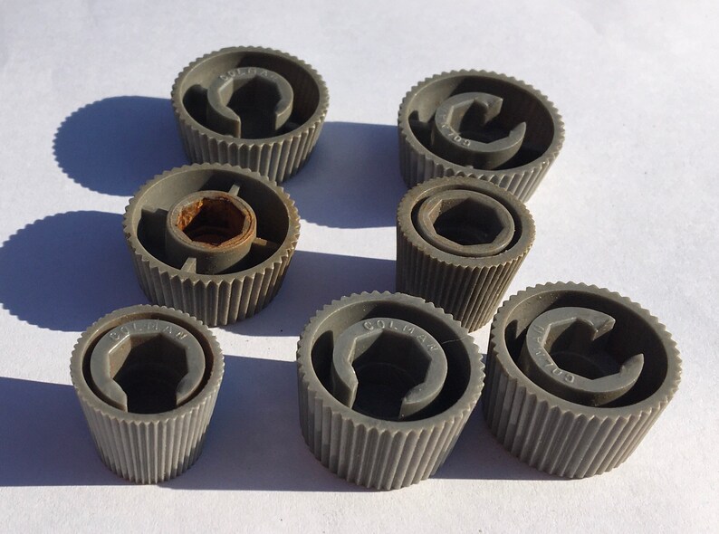 Vintage Plastic Knobs Grey Ribbed Push On Colman Radio Audio Etsy