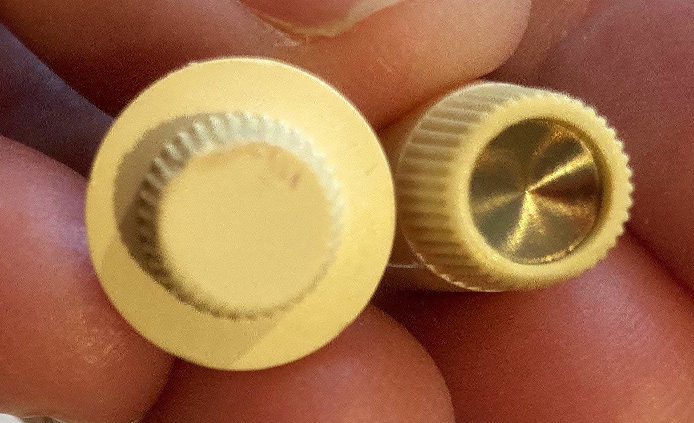 2 Vintage Clock Radio Knobs Catalin Small White Ribbed D Shaft Etsy