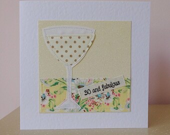 Woman 30th, 30th birthday card, wife 30, girlfriend 30th, 30 and fabulous, sister 30th card, friend 30th, card for her, daughter 30th card,